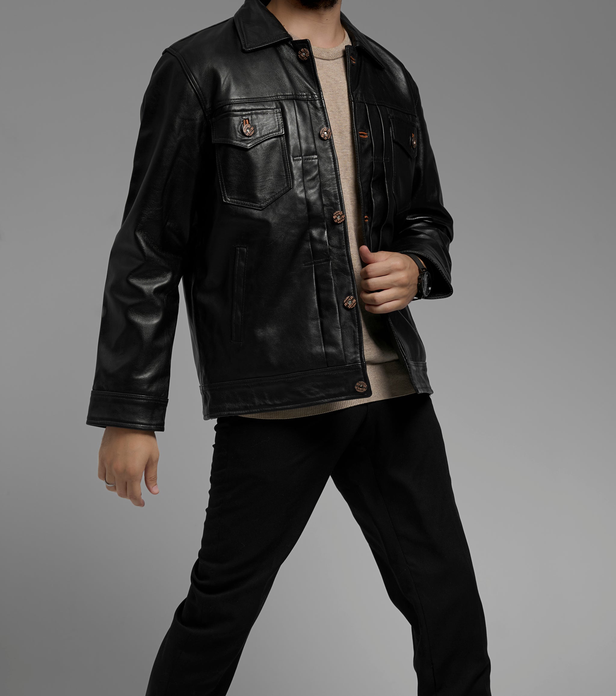 The Buttoned Vanguard Leather Jacket