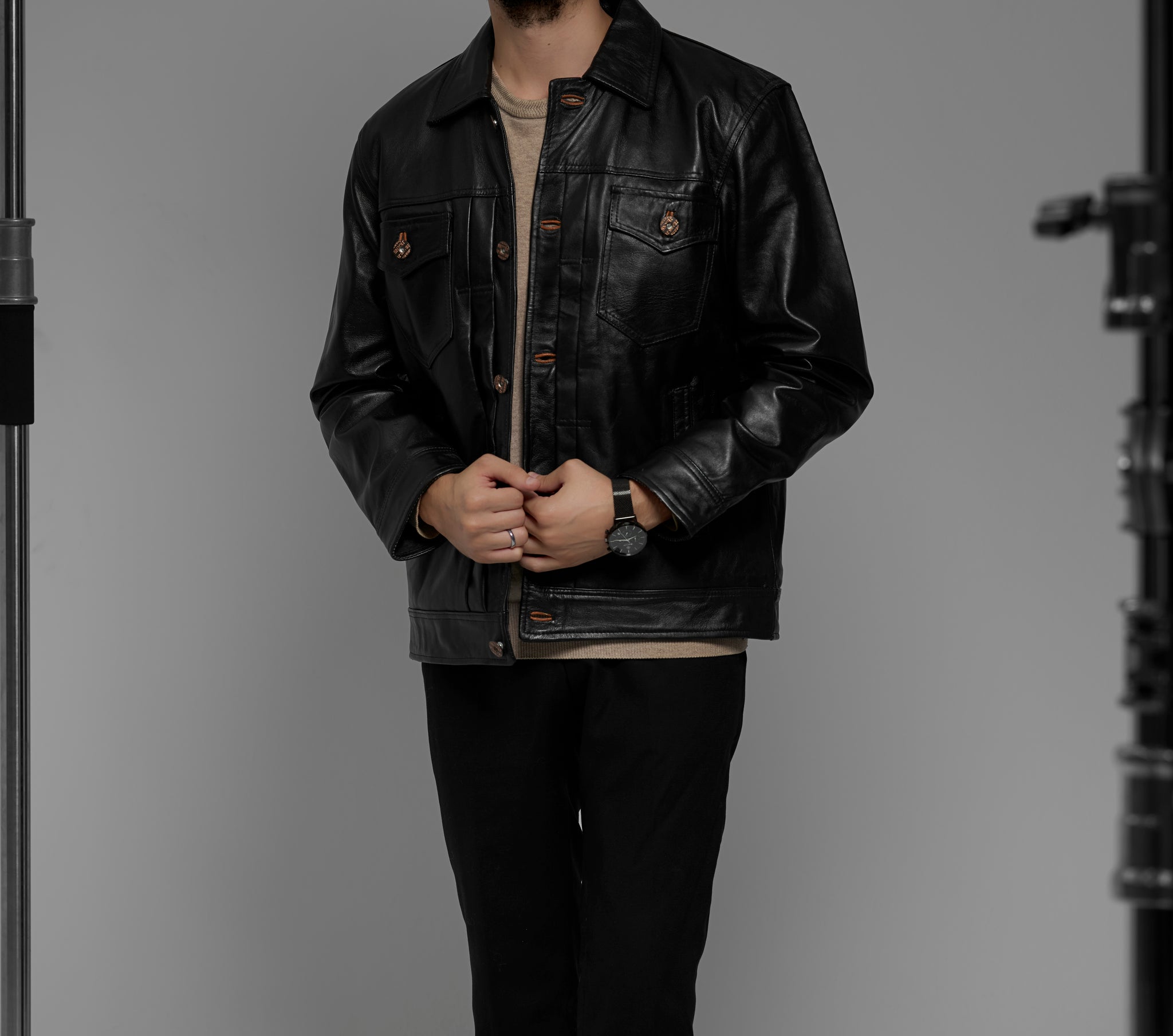 The Buttoned Vanguard Leather Jacket