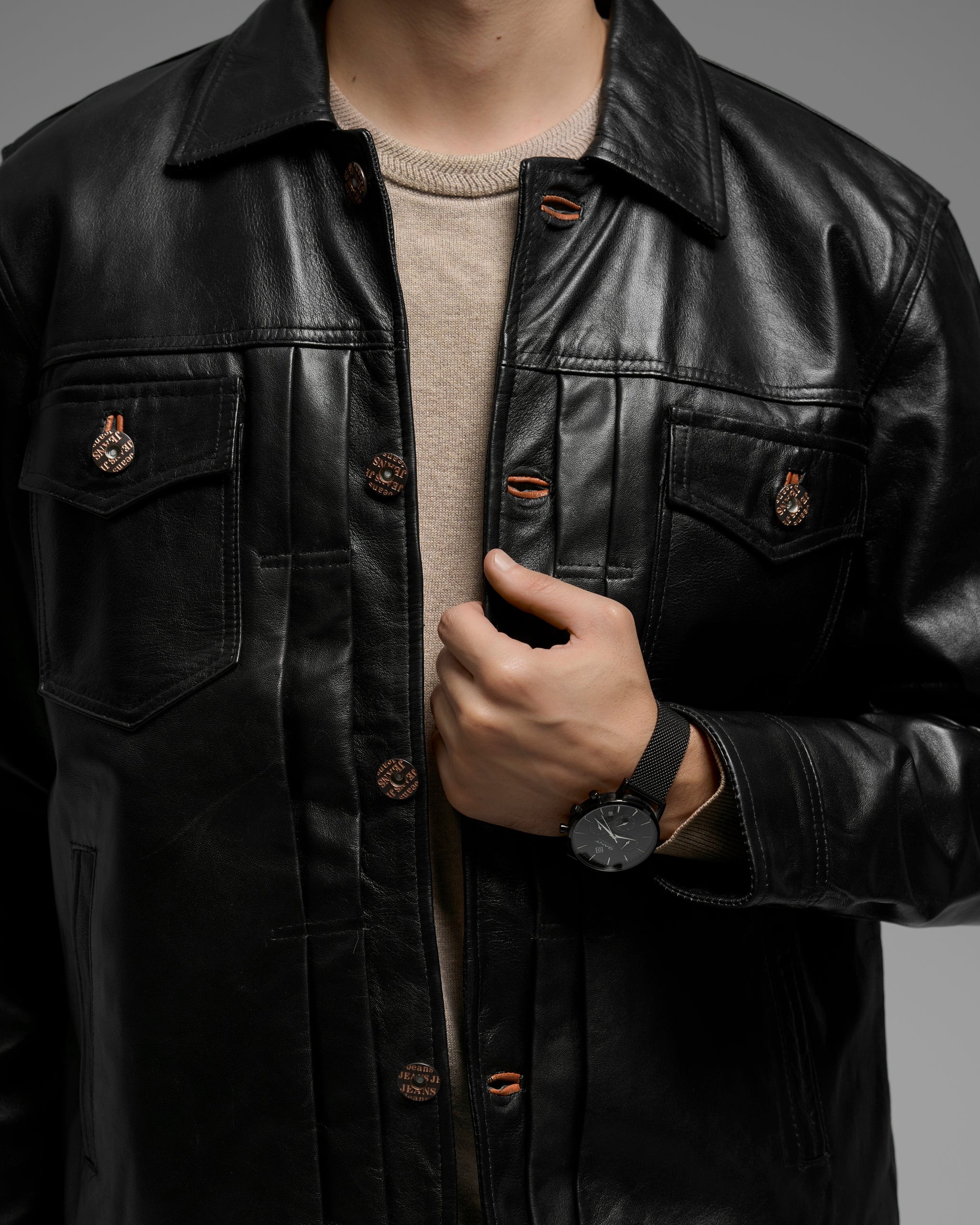 The Buttoned Vanguard Leather Jacket