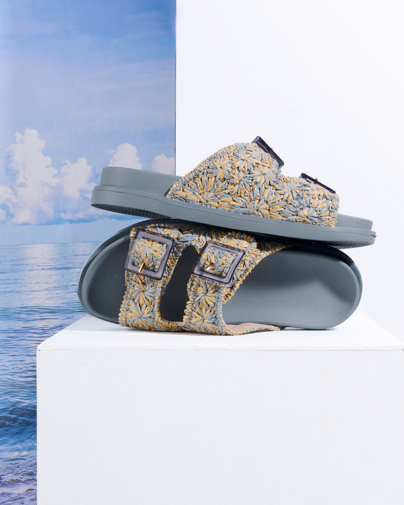 Floral Double-Buckle Platform