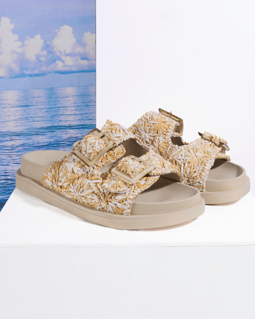 Floral Double-Buckle Platform