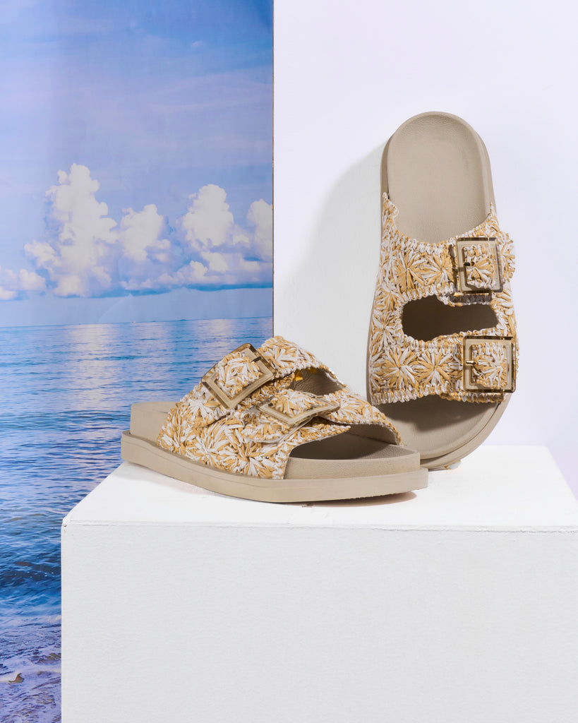 Floral Double-Buckle Platform