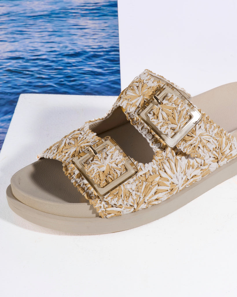 Floral Double-Buckle Platform